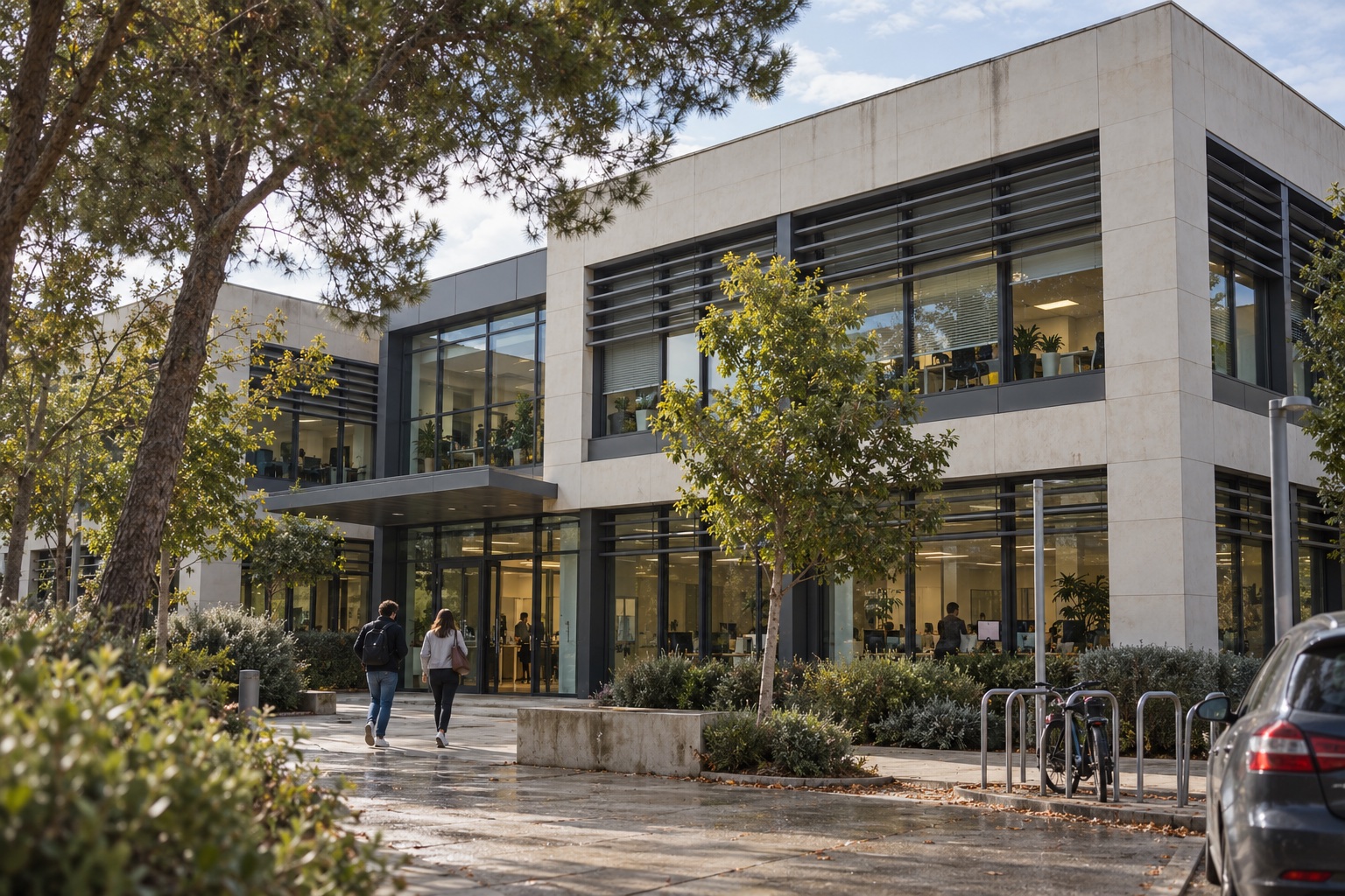 Edificio de oficinas con acceso peatonal